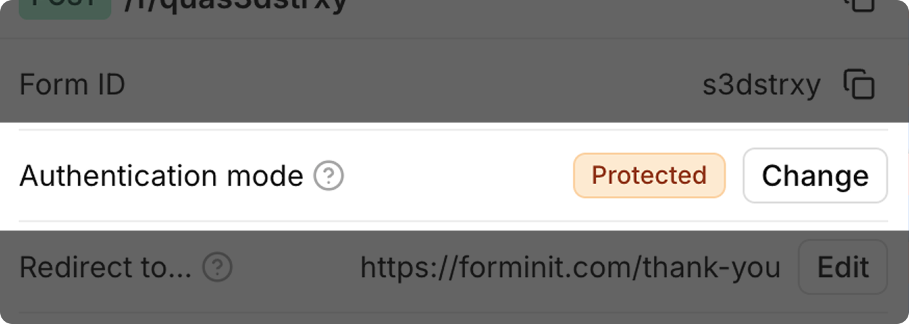 Forminit Authentication Mode Protected